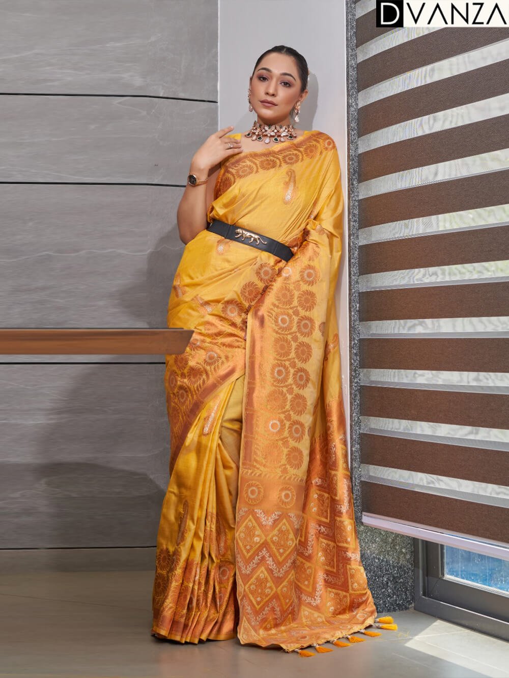 dvanza Yellow color Cotton Saree DVZ0003738