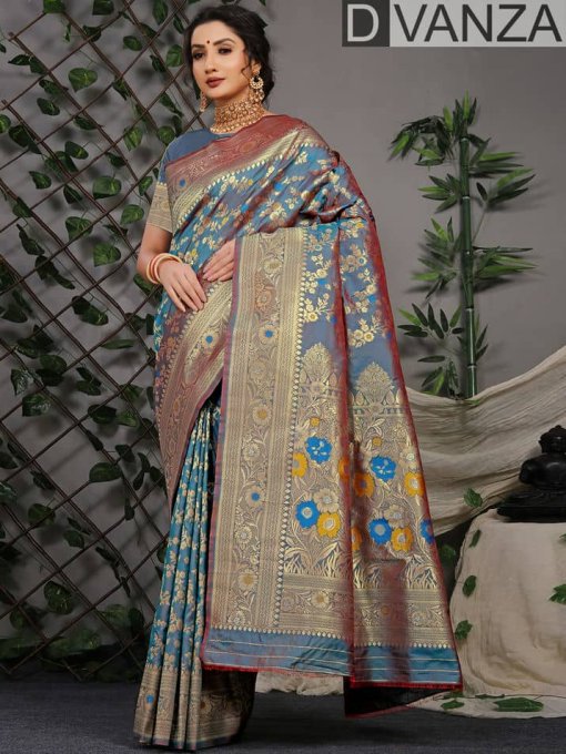 dvanza grey color Stunning party wear saree dvz0003521