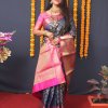 dvanza navy blue Kanchipuram Silk Traditional Saree dvz0003526