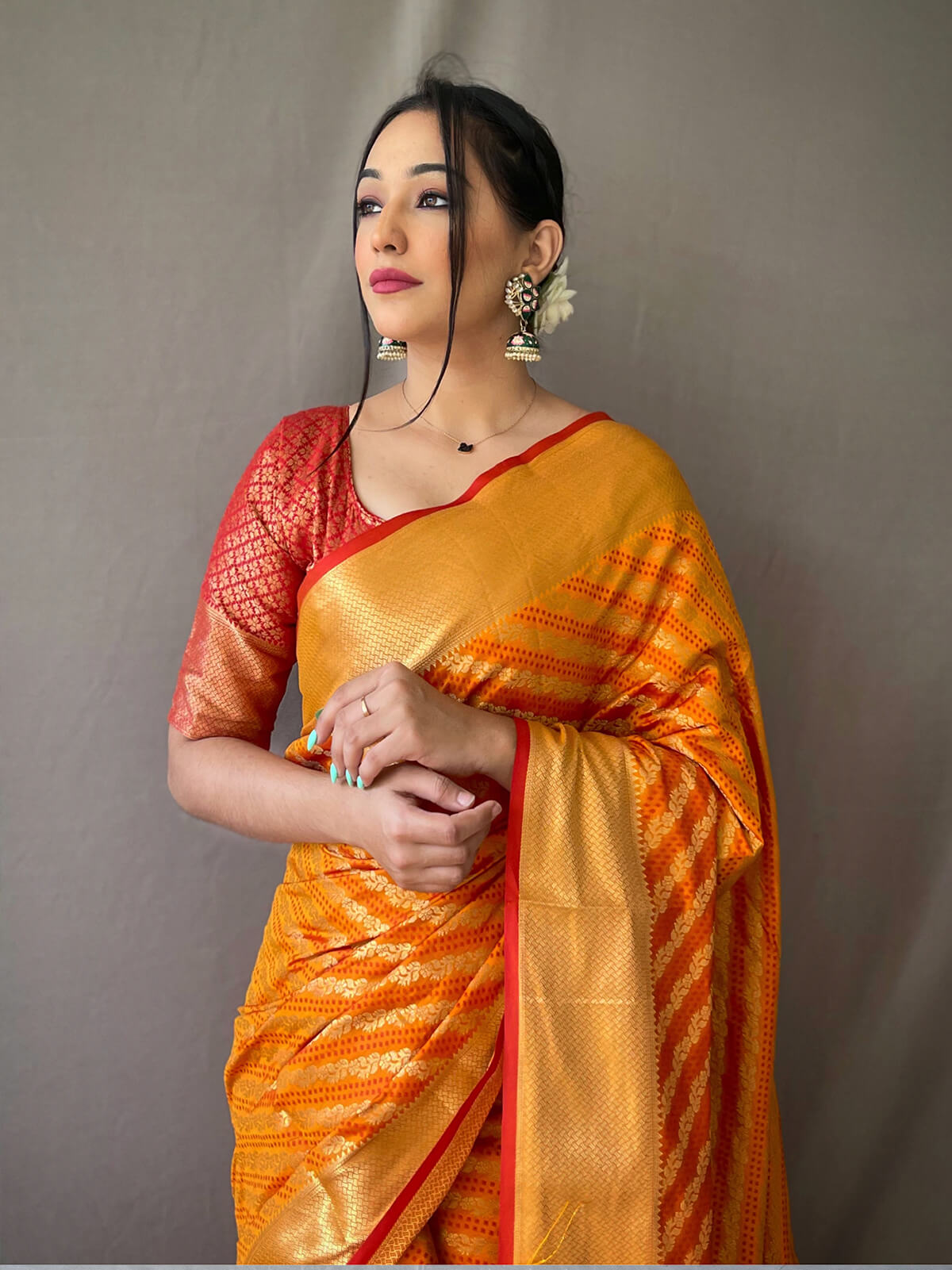 dvanza orange Banarasi Beautiful Patola Saree dvz0003191-2