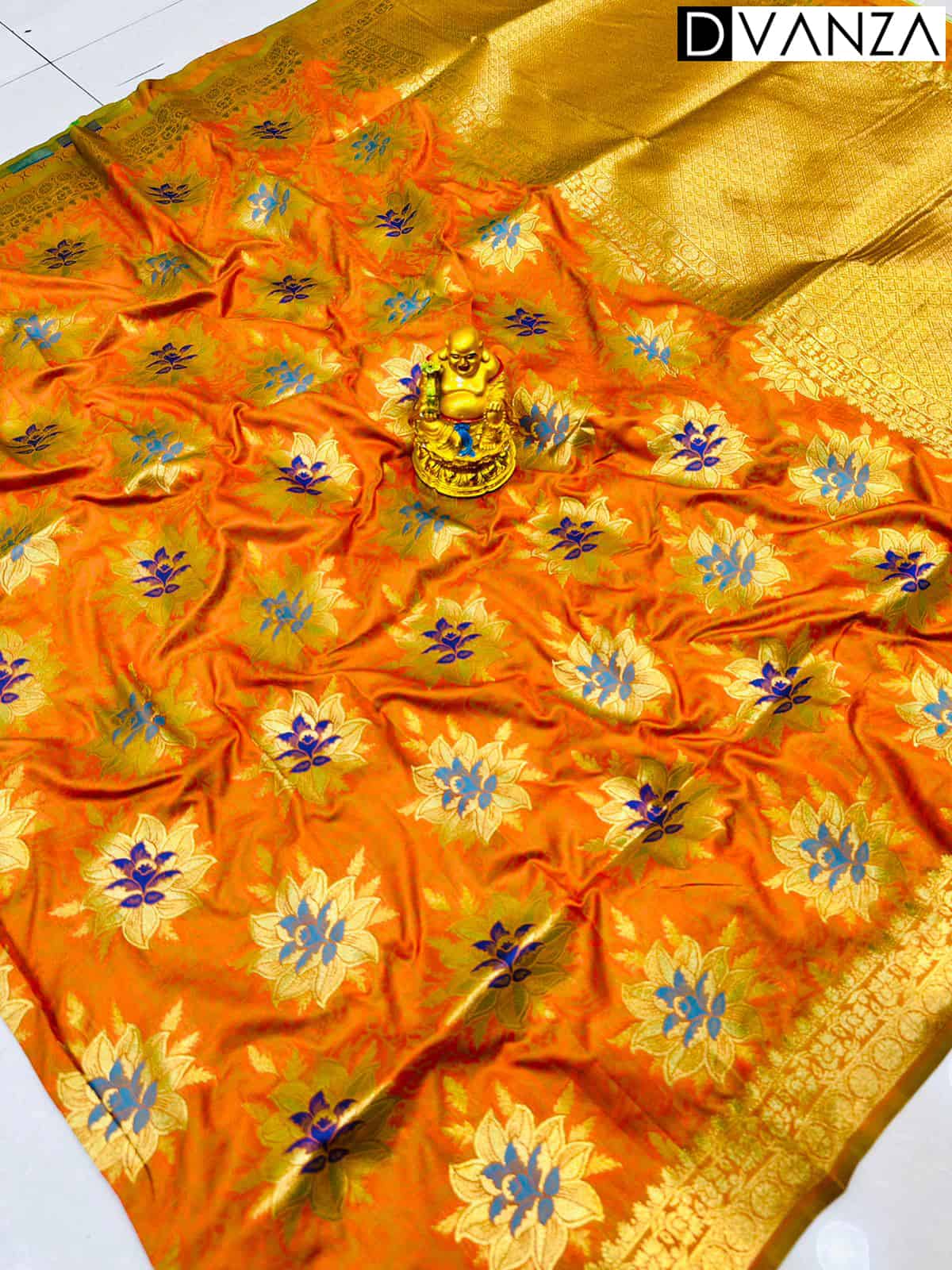 dvanza orange silk saree dvz0003559