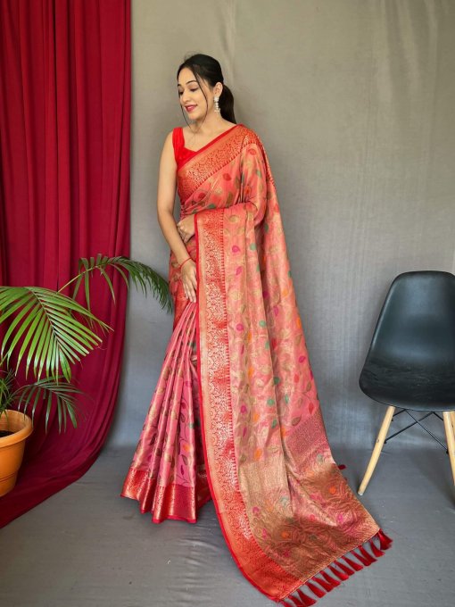 dvanza pink Tissue Silk Saree DVZ0003960