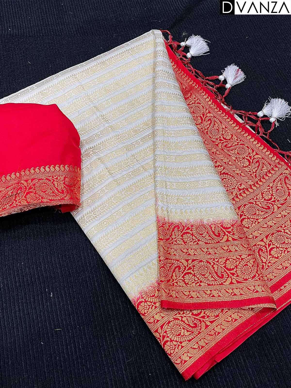 Elegance Redefined: Pure Viscose DOLA SILK Saree with Anmol Jari Weaving - dvz0003825