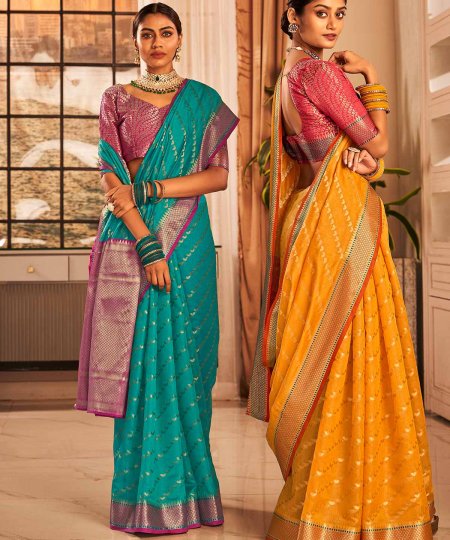 Elegance Unveiled: Shop Banarasi Silk With Weaving Online - dvz0003872