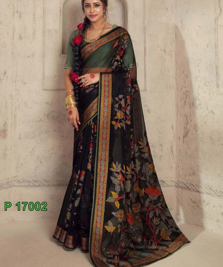 Elevate Your Elegance with Pure Premium Organza Onyx Brasso Saree - dvz0003836