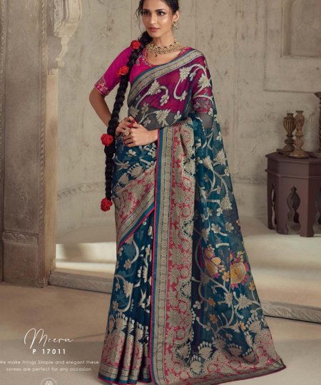 Elevate Your Elegance with Pure Premium Organza Onyx Brasso Saree - dvz0003840