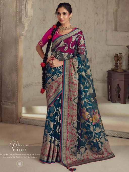 Elevate Your Elegance with Pure Premium Organza Onyx Brasso Saree - dvz0003840