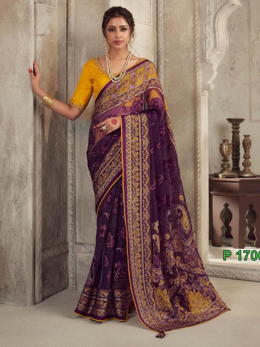 Elevate Your Elegance with Pure Premium Organza Onyx Brasso Saree