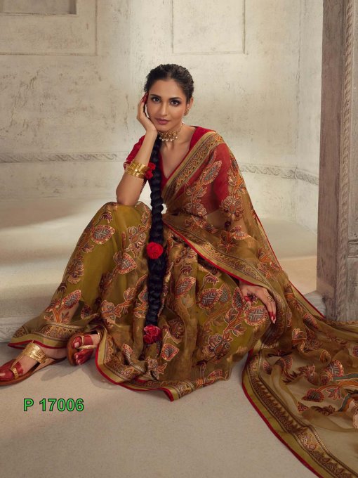 Elevate Your Elegance with Pure Premium Organza Onyx Brasso Saree - dvz0003846