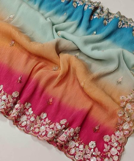 Explore Our Mesmerizing Multi-Colored Crush Sequin Georgette Sarees Online