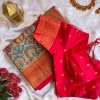 Explore Tusser Silk Kalamkari Sarees with Banaras Border - dvz0003926