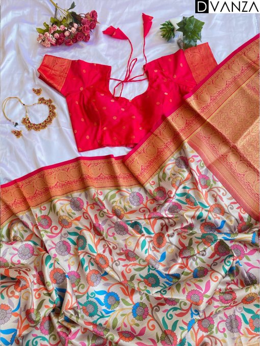 Explore Tusser Silk Kalamkari Sarees with Banaras Border - dvz0003928