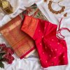 Explore Tusser Silk Kalamkari Sarees with Banaras Border - dvz0003928