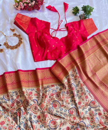 Explore Tusser Silk Kalamkari Sarees with Banaras Border