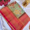 Explore Tusser Silk Kalamkari Sarees with Banaras Border - dvz0003932