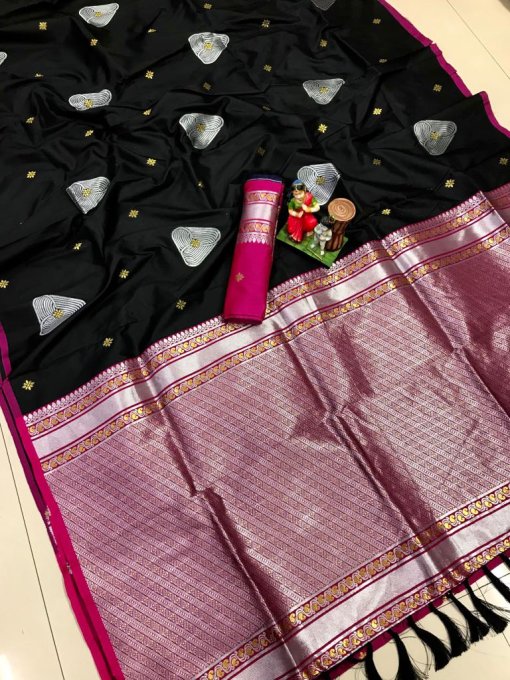 Exquisite Lichi Silk Saree with Weaving Jequard, now on sale!