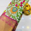 Exquisite Pattu Kalamkari Silk Saree with Brocade Blouse - dvz0003948