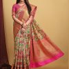 Exquisite Pattu Kalamkari Silk Saree with Brocade Blouse - dvz0003949