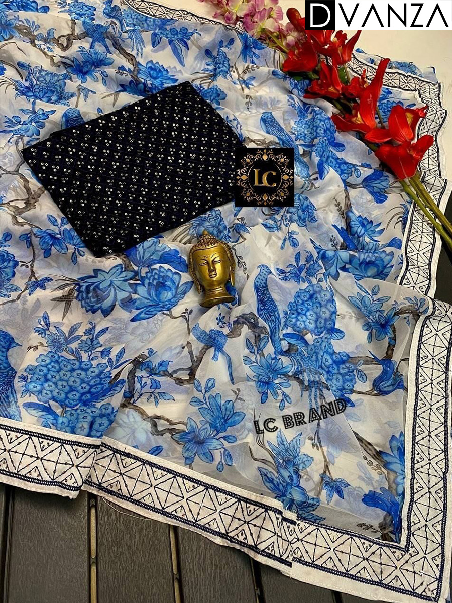 Floral Georgette Designer saree shruti hassan with sequence work blouse - dvz0003646