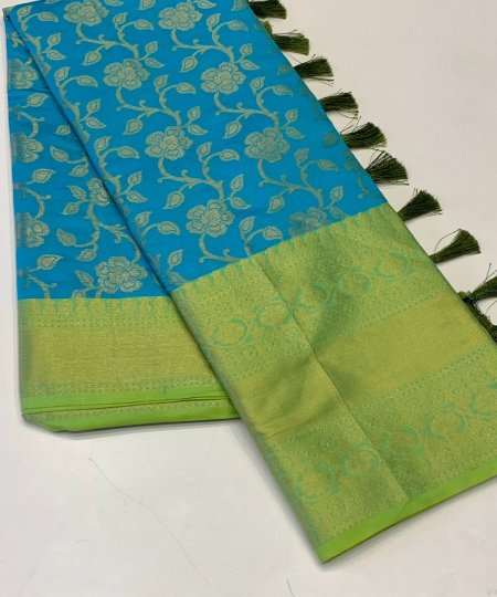 Flower weaving saree in Soft Silk Material is a traditional Indian garment