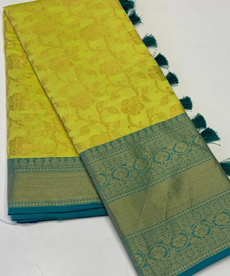 Flower weaving saree in Soft Silk Material is a traditional Indian garment