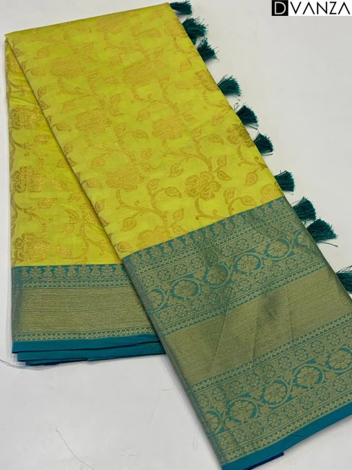 Flower weaving saree in Soft Silk Material is a traditional Indian garment