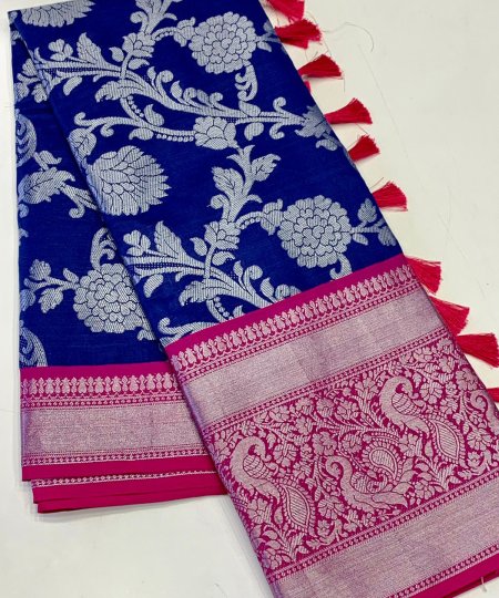 Flower weaving soft silk saree is a traditional Indian garment - dvz0003624