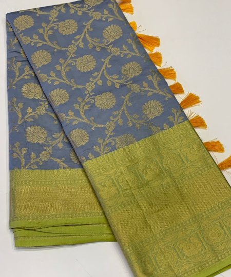 Flower weaving soft silk saree - dvz0003628