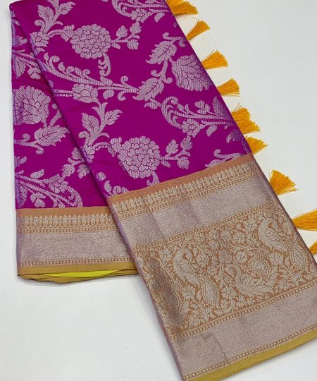 Flower weaving soft silk saree - dvz0003630