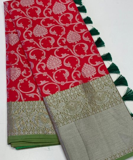 Flower weaving soft silk saree is a traditional Indian garment - dvz0003631