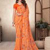 Georgette Printed Saree with Attached Crepe Blouse Online- dvz0003466