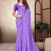 Georgette Printed Saree with Attached Crepe Blouse Online- dvz0003471