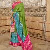 Green Soft Cotton Silk Patola Saree - dvz0003267