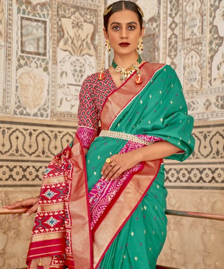 Green Soft Cotton Silk Patola Saree - dvz0003268