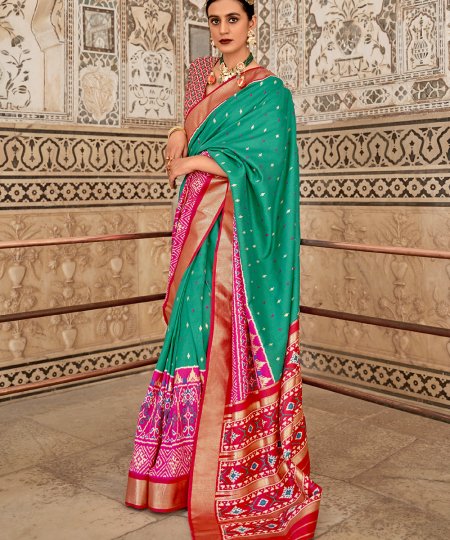 Green Soft Cotton Silk Patola Saree - dvz0003268