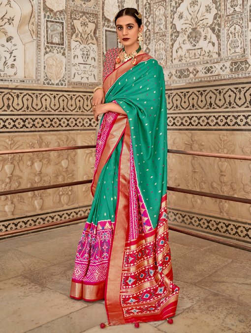 Green Soft Cotton Silk Patola Saree - dvz0003268