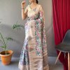 Green Tusser Sarees with Kalamkari Prints all over - dvz0003293