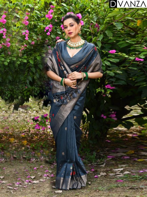 grey Tussar Silk Party wear Saree dvz0003895