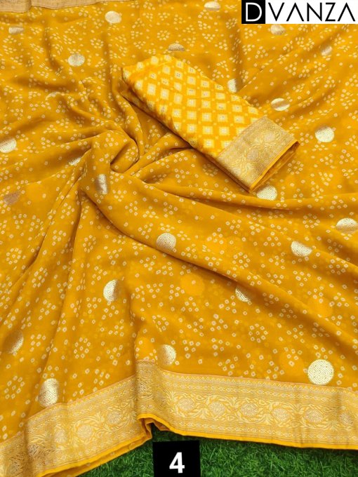 Haldi Special Weightless Saree Fabric With Bandhej print - dvz0003650