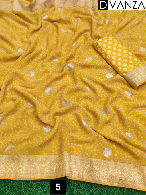 Haldi Special Weightless Saree Fabric With Bandhej print - dvz0003651