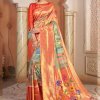 Heavy Kalamkari Print Soft Silk Saree with Muniya Border Paithani Pallu