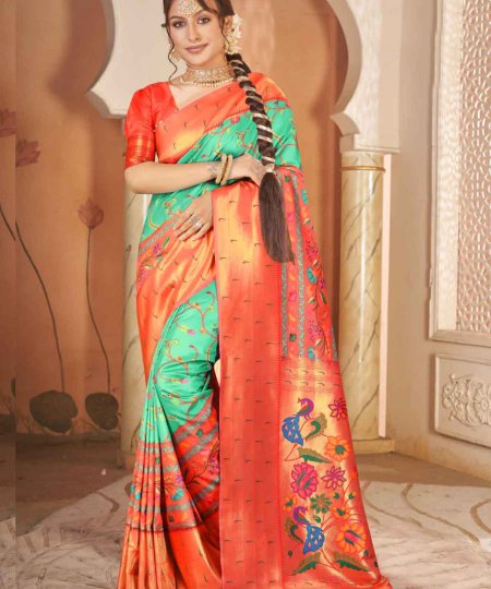 Heavy Kalamkari Print Soft Silk Saree with Muniya Border and Paithani Pallu - dvz0003726