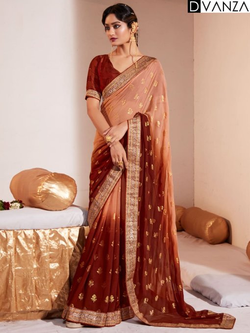 Heavy Weightless With Border Weaving Work in Dual Colors - dvz0003925