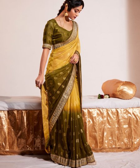 Heavy Weightless With Border Weaving Work in Dual Colors - dvz0003925