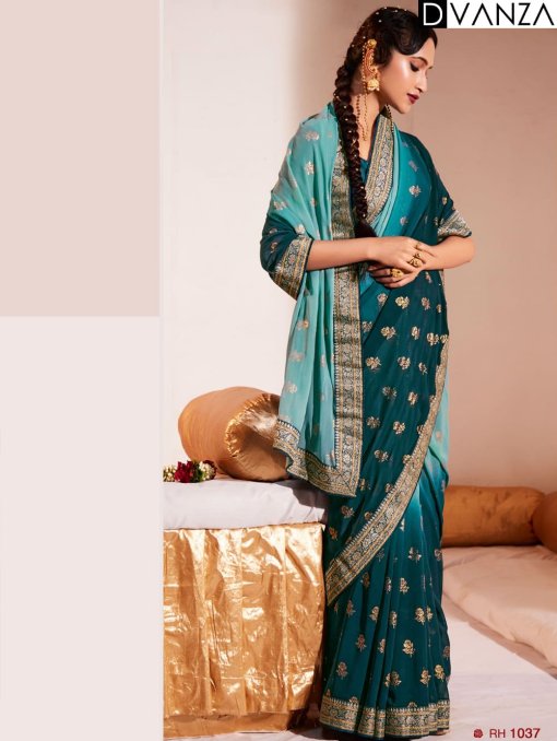 Heavy Weightless With Border Weaving Work in Dual Colors - dvz0003925