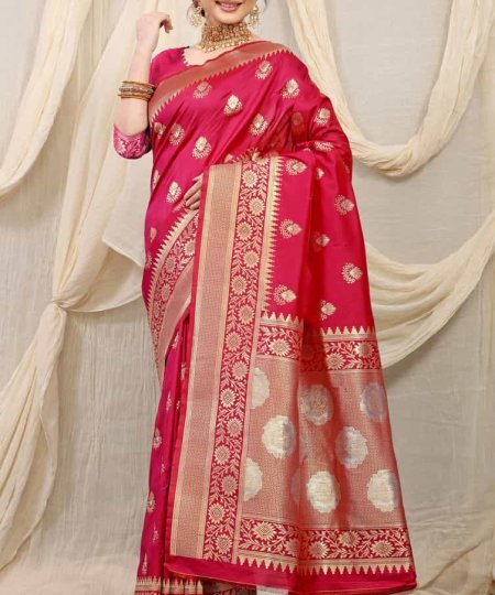 hot pink color Kanchipuram silk Party wear sareeDVZ0003519