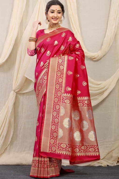 hot pink color Kanchipuram silk Party wear sareeDVZ0003519