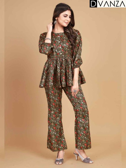 Kalamkari poly Silk printed co-ord set - dvz0003703