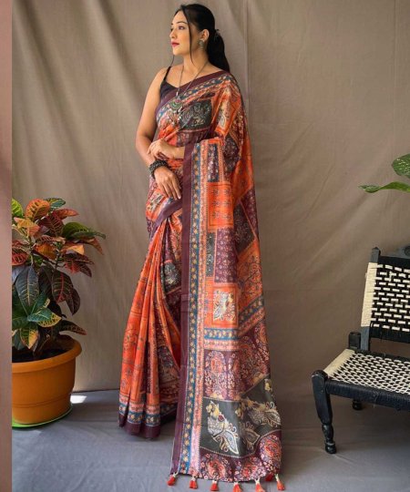 kalamkari print saree dvz0003588