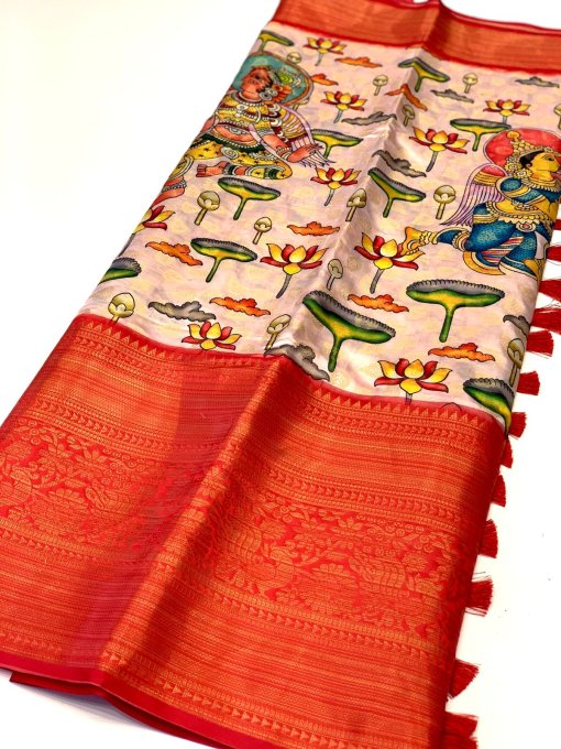 Kalamkari Printed Saree in Best Rate - dvz0003431